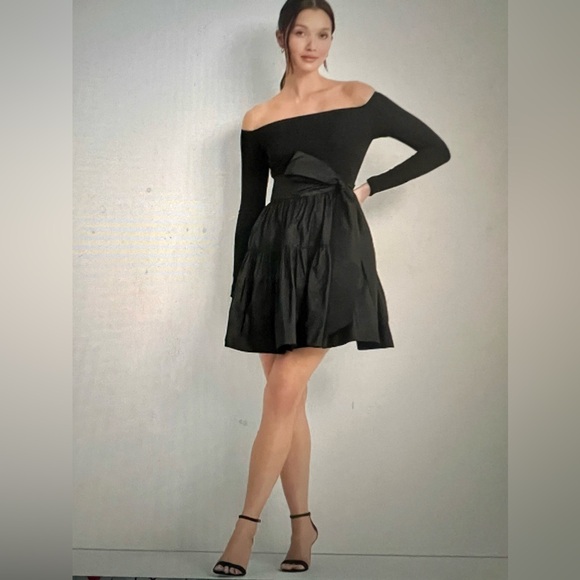 NWT Lauren Ralph Lauren Jersey Taffeta Black Mini Dress Cocktail Party LBD  NYE - mordernwear.com